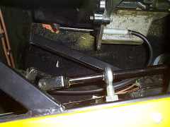The clutch cable in the engine bay